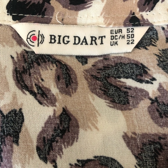 BIG DART Long Sleeve Button Front Shirt Top Size XL Leopard Print Brown Tan NWOT - Picture 9 of 16